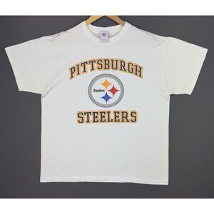 Vintage Y2K NFL Pittsburgh Steelers Football XL White Promo Shirt Sports Logo